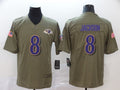 Men's Baltimore Ravens #8 Lamar Jackson Brown Game Jerseys