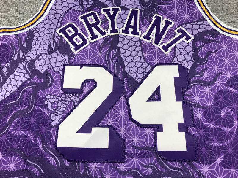 Men's Los Angeles Lakers Kobe Bryant #24 Purple Year of Dragon Edition Swingman Jerseys