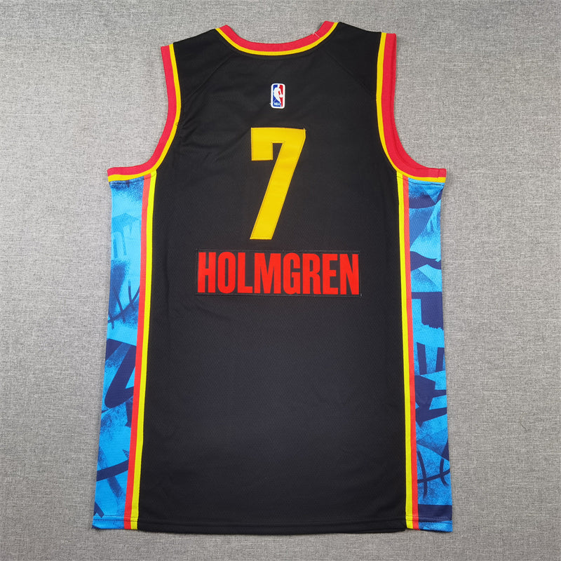 Men's Oklahoma City Thunder Chet Holmgren #7 Black 2024/25 Swingman Player Jerseys - City Edition