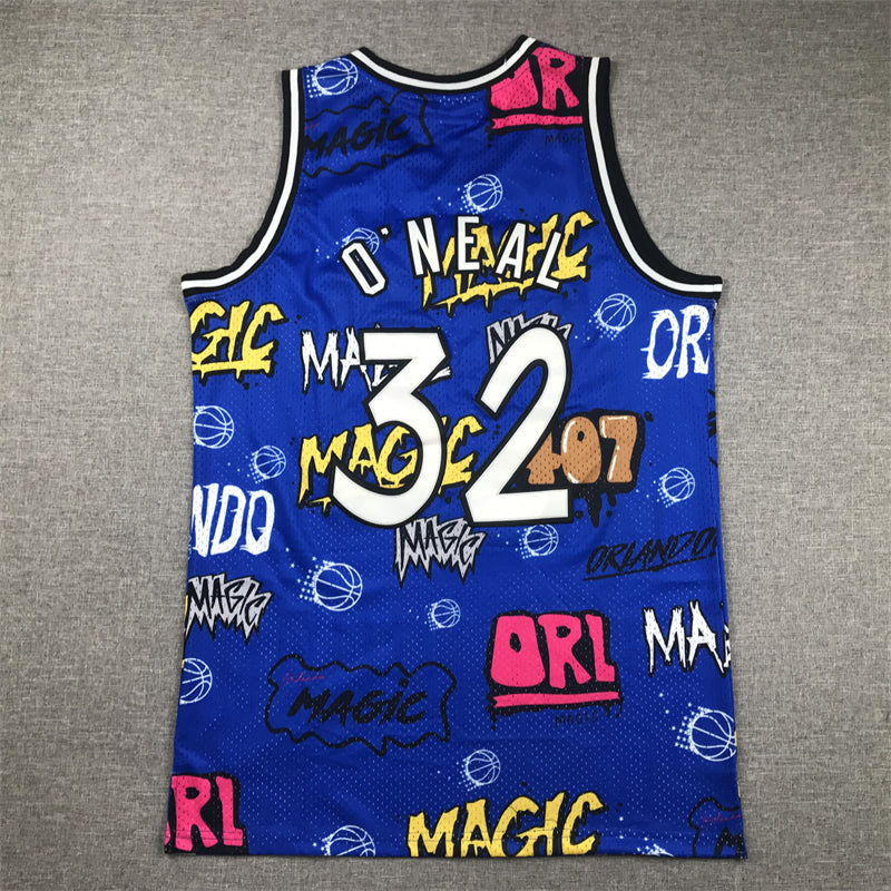 Men's Orlando Magic Shaquille O'Neal #32 Blue Swingman Graffiti Edition Jerseys