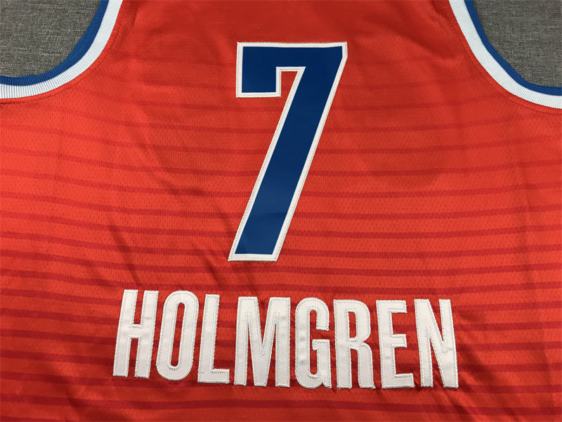 Men's Oklahoma City Thunder Chet Holmgren #7 Orange 2022/23 Swingman Jerseys - Statement Edition