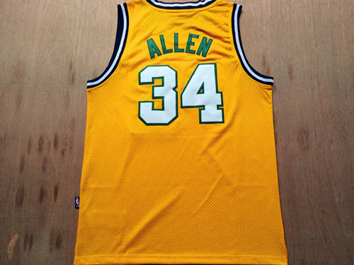 SuperSonics No. 34 Ray Allen Retro Yellow Premium Mesh
