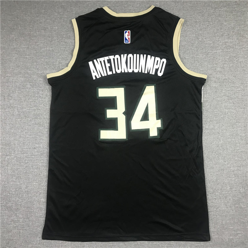 Men's Milwaukee Bucks Giannis Antetokounmpo #34 Black Replica Player Jerseys