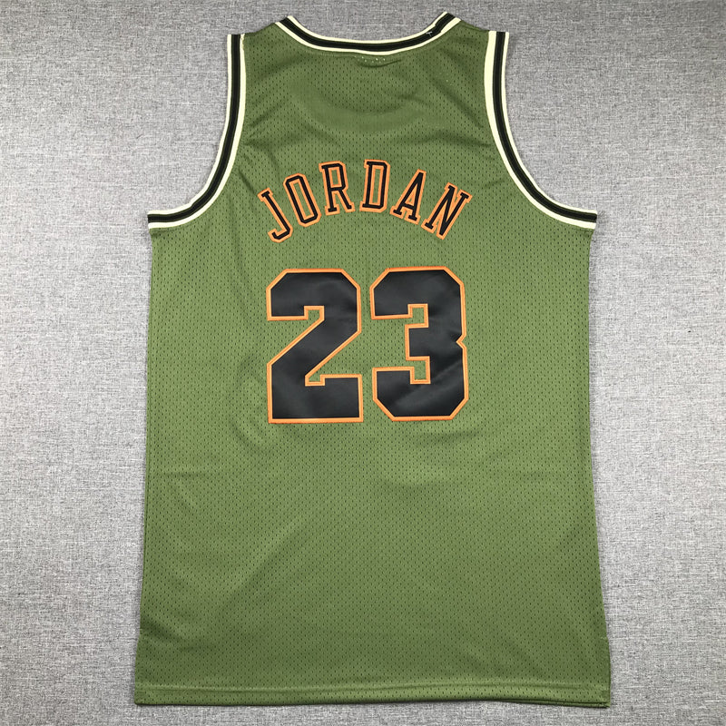 Men's Chicago Bulls Michael Jordan #23 Army Green 1997-98 Hardwood Classics Swingman Jerseys