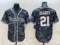 Men's Dallas Cowboys Ezekiel Elliott #21 Grey Camouflage Game Jerseys Joint Edition