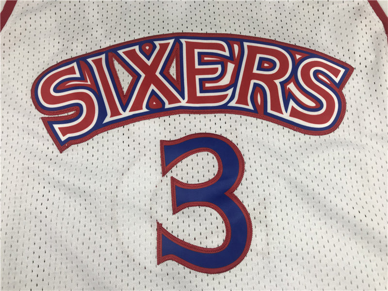 Men's Philadelphia 76ers Allen Iverson White Hardwood Classics Authentic Jerseys