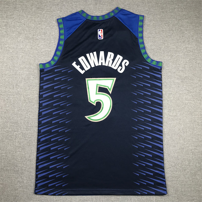 Men's Minnesota Timberwolves Anthony Edwards #5 Blue Swingman Jerseys - City Edition