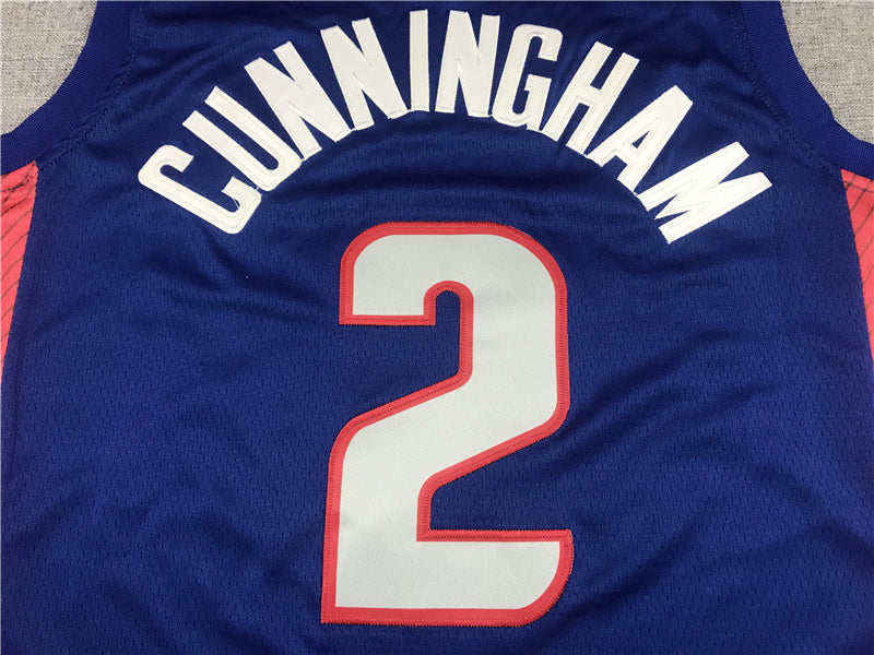 Men's Detroit Pistons Cade Cunningham Blue 2020/21 Swingman Fashion Jerseys