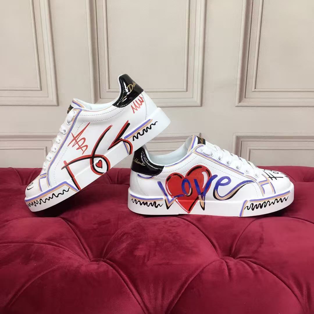 Dolce & Gabbana Portofino Graffiti Sneakers – Unisex Couple's Luxury Casual Shoes