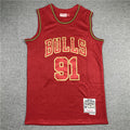 Men's Chicago Bulls Dennis Rodman #91 Red Hardwood Classics Swingman Jerseys