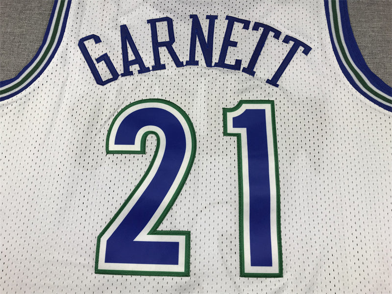Men's Minnesota Timberwolves Kevin Garnett #21 White Hardwood Classics Swingman Jerseys