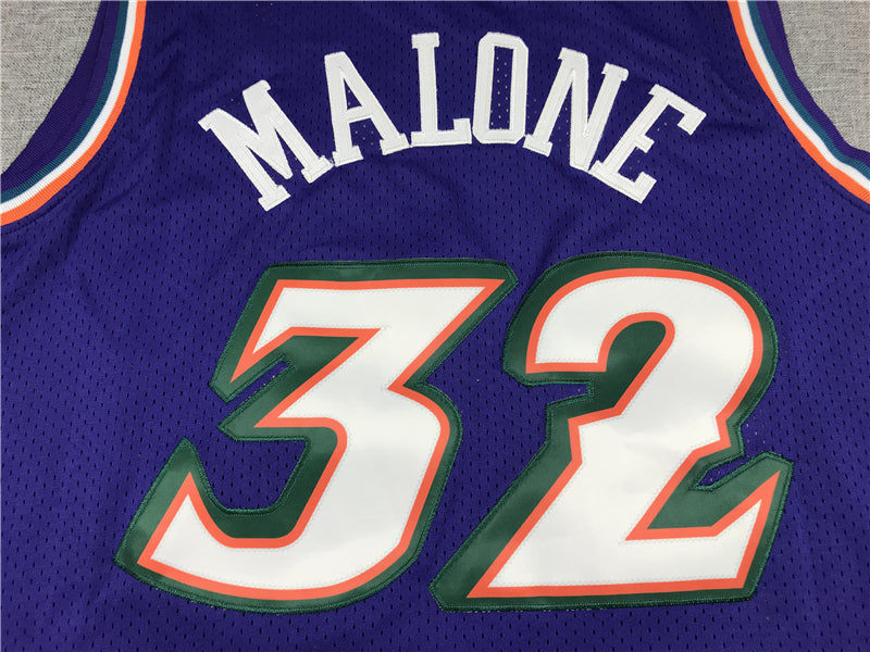Men's Utah Jazz Karl Malone #32 Purple Hardwood Classics Throwback Team Jerseys