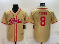 Men's San Francisco 49ers Steve Young #8 Gold Game Jerseys Joint Edition
