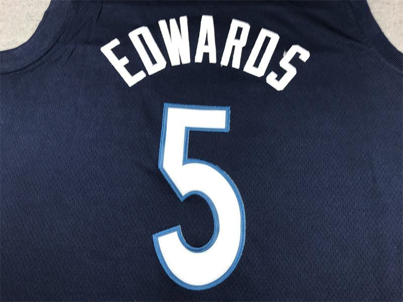 Men's Minnesota Timberwolves Anthony Edwards #5 Navy Swingman Jerseys - Icon Edition