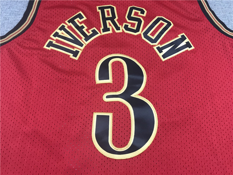 Men's Philadelphia 76ers Allen Iverson Red Hardwood Classics Swingman Jerseys