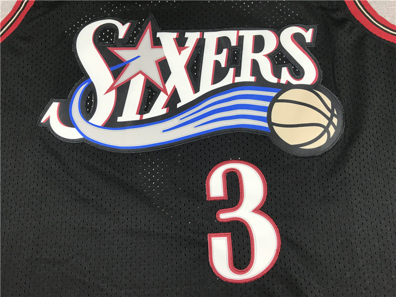 Men's Philadelphia 76ers Allen Iverson #3 Black Throwback Swingman Jerseys