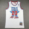 Men's 91 All Star Chicago Bulls Michael Jordan White Hardwood Classics Swingman Jerseys