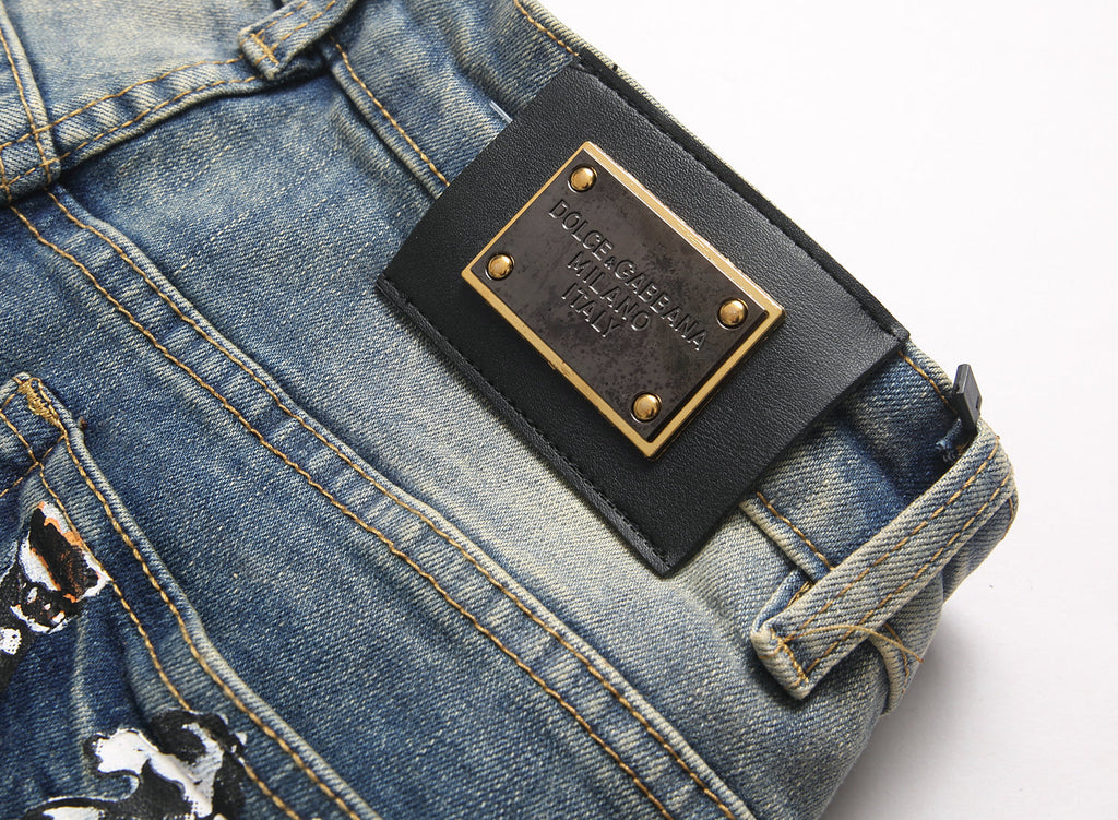 Dolce & Gabbana DG VIBE3 Embroidered Logo Slim Fit Jeans
