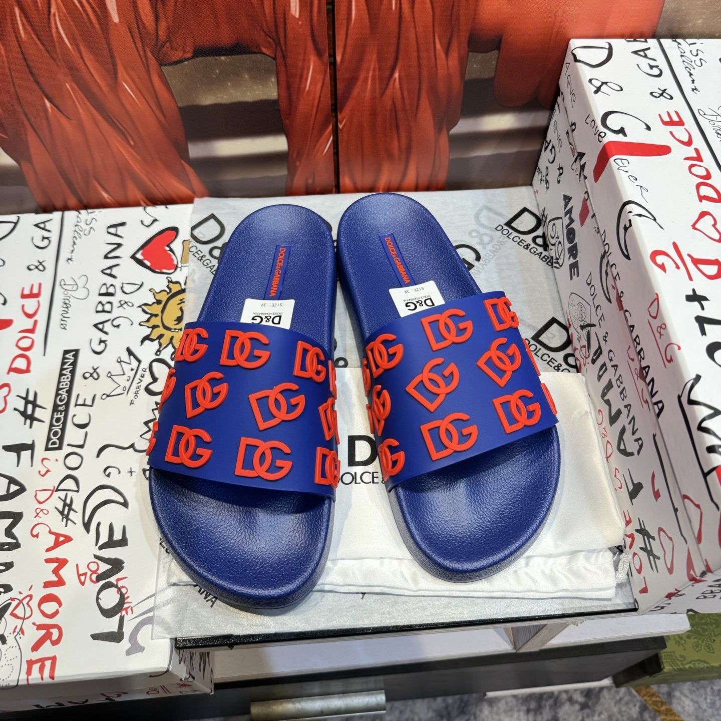 Dolce & Gabbana D&G Logo Print Slide Sandals – Unisex Couple's Summer Slippers