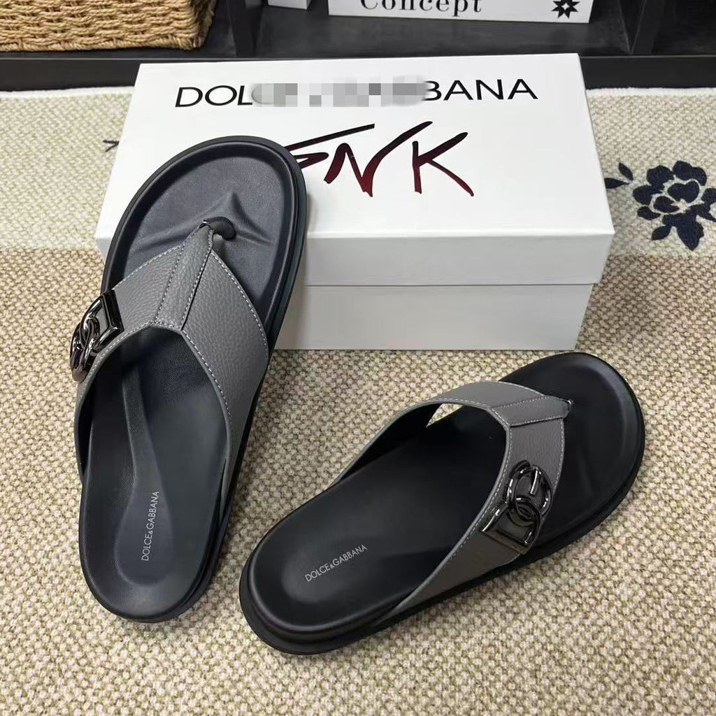 Dolce & Gabbana D&G Logo Print Slide Sandals – Unisex Couple's Summer Slippers