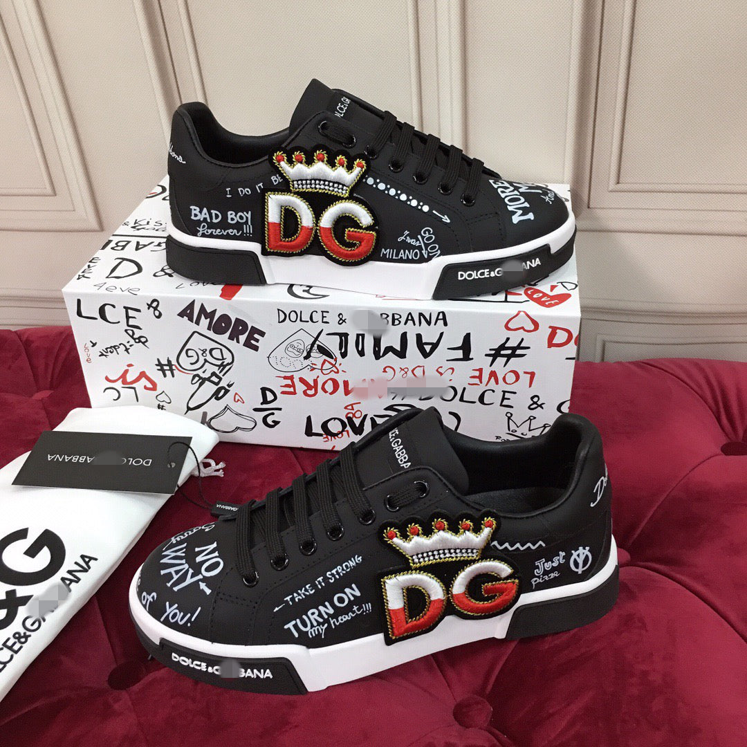 Dolce & Gabbana Portofino Graffiti Sneakers – Unisex Couple's Luxury Casual Shoes