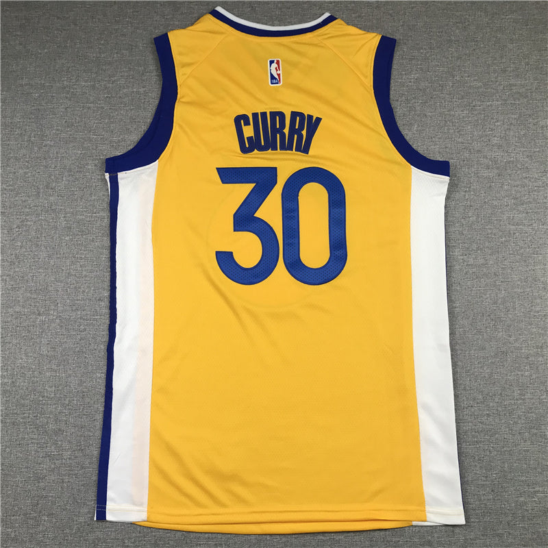 Men's Golden State Warriors Stephen Curry Yellow Fast Break Team Replica Jerseys