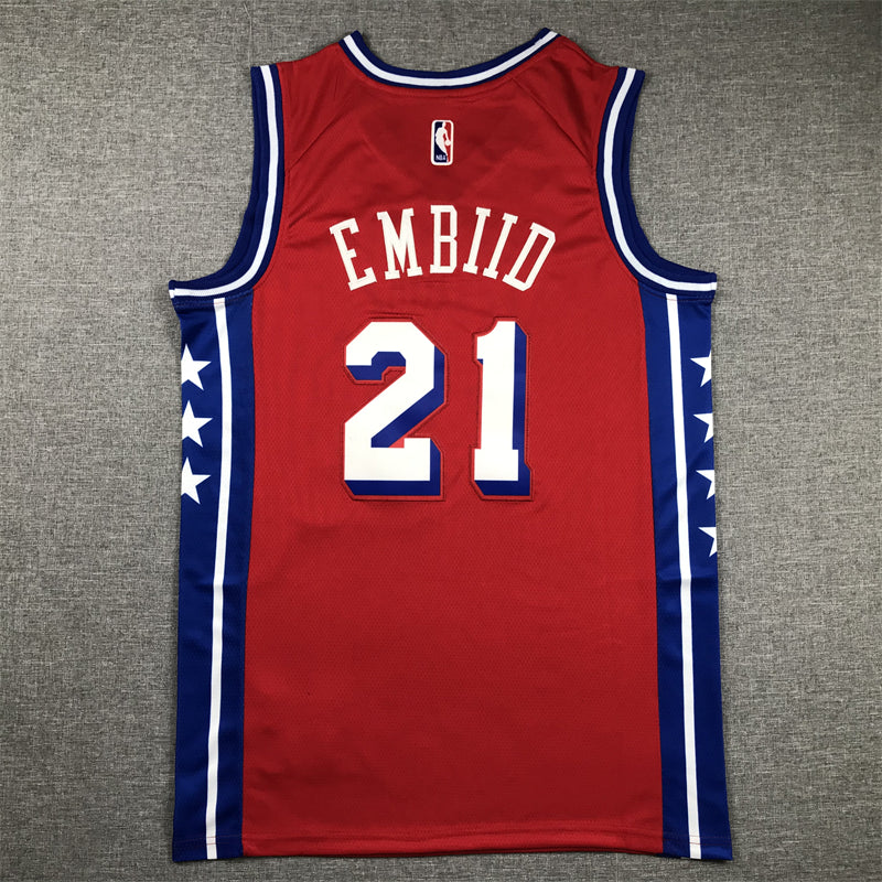 Men's Philadelphia 76ers Joel Embiid #21 NBA Red Replica Jerseys