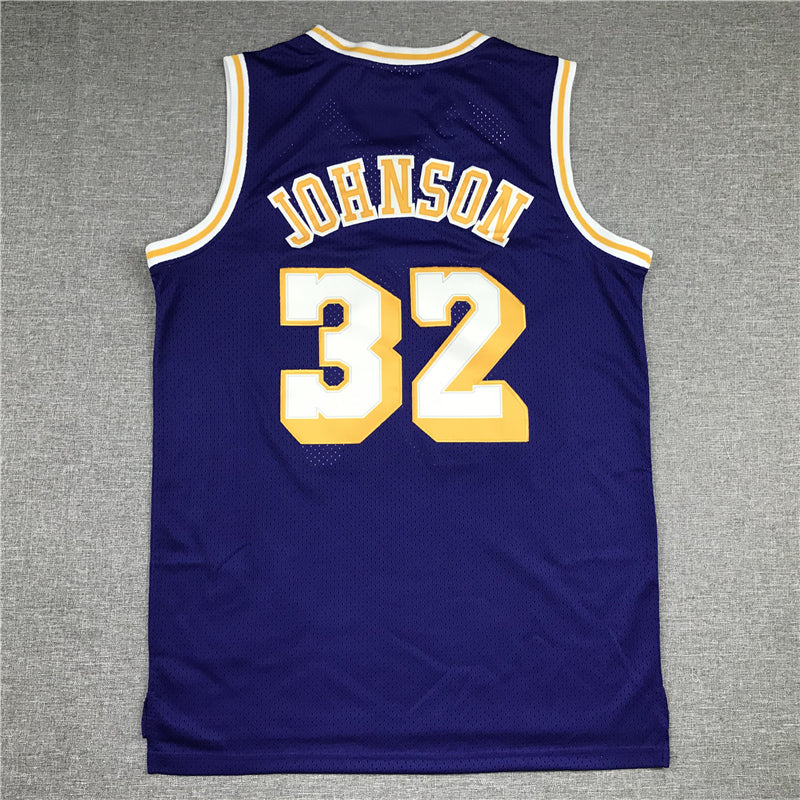 Men's Los Angeles Lakers Magic Johnson #32 Purple Throwback Jerseys