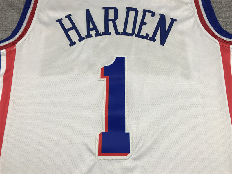 Men's Philadelphia 76ers James Harden #1 White 2022/23 Swingman Jerseys - Association Edition