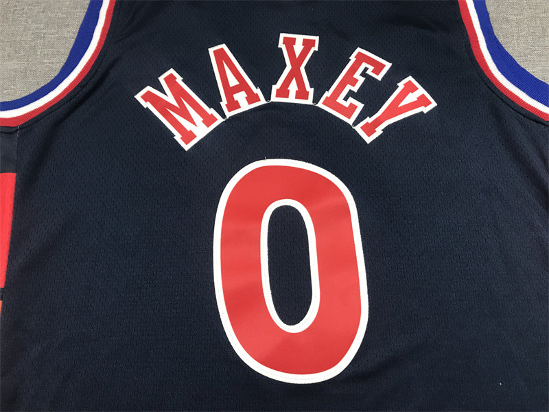 Men's Philadelphia 76ers Tyrese Maxey Navy 2021/22 Swingman Jerseys City Edition