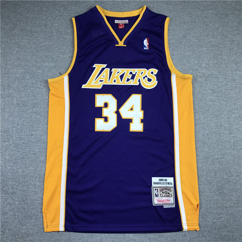 Men's Los Angeles Lakers Shaquille O'Neal #34 Purple 1999-00 Classics Jerseys