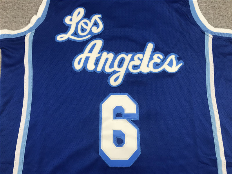 Men's Los Angeles Lakers LeBron James #6 Blue Hardwood Classic Swingman Jerseys
