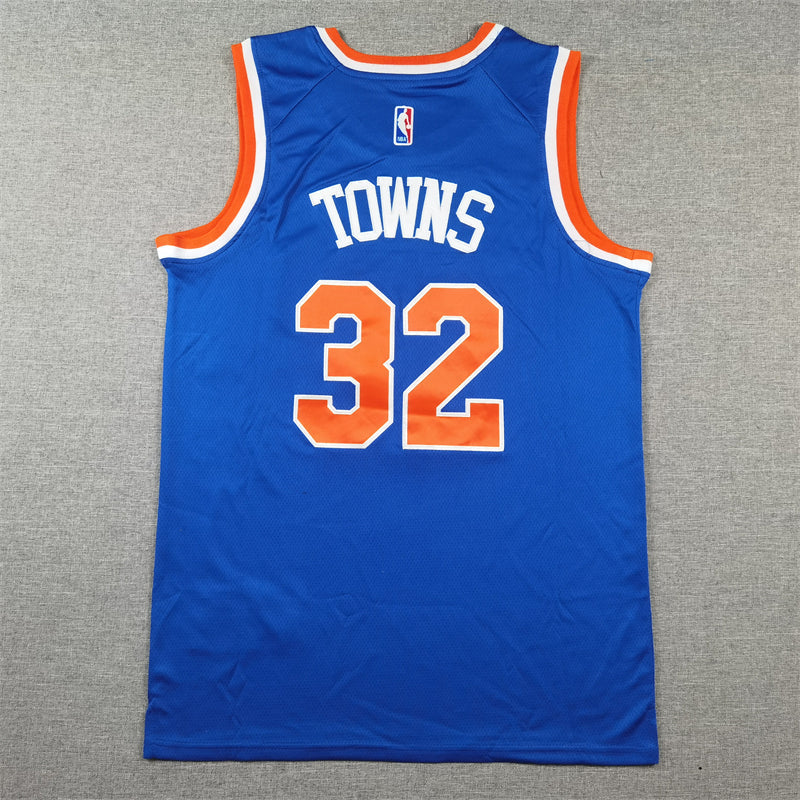 Men's New York Knicks Karl-Anthony Towns #32 Blue Swingman Jerseys - Icon Edition