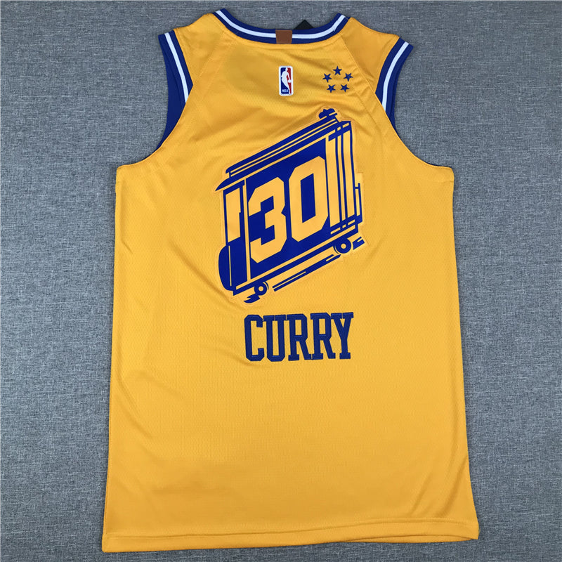 Men's Golden State Warriors Stephen Curry Gold Fast Break Team Replica Jerseys
