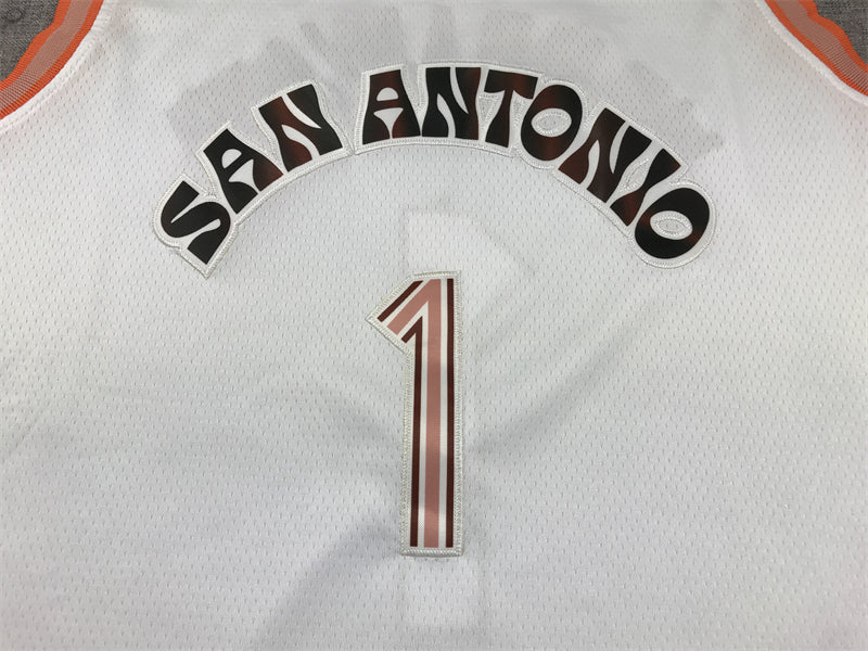 Men's San Antonio Spurs Victor Wembanyama #1 White 2023/24 Swingman Jerseys - City Edition