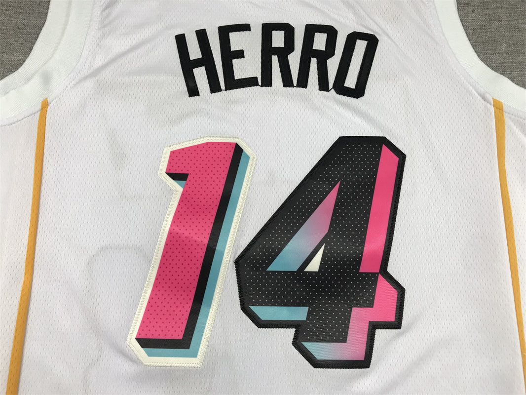 Men's Miami Heat Tyler Herro #14 White 2022/23 Fastbreak Jerseys - City Edition