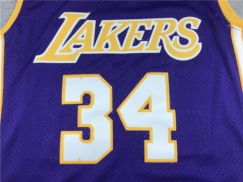 Men's Los Angeles Lakers Shaquille O'Neal #34 Purple 1999-00 Classics Jerseys
