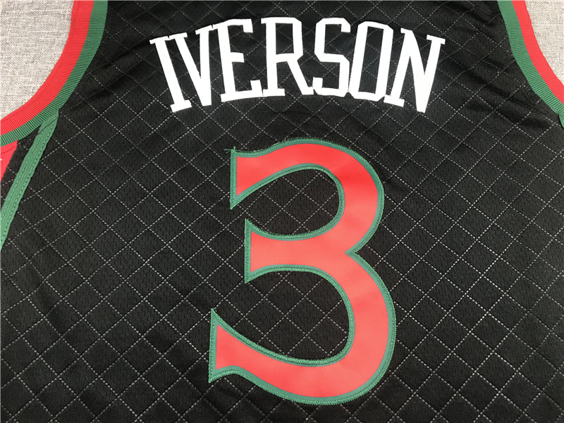Men's Philadelphia 76ers Allen Iverson Black 1996-97 Hardwood Classics Jerseys