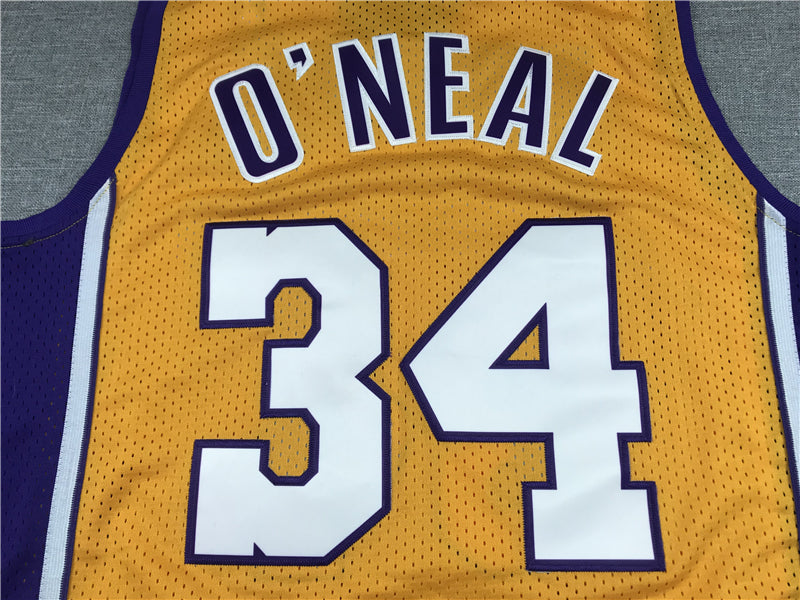 Men's Los Angeles Lakers Shaquille O'Neal #34 Yellow 1999-00 Classics Jerseys