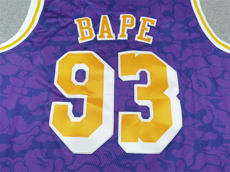 Men's Los Angeles Lakers BAPE #93 Purple 1996/97 Hardwood Classics Swingman Jerseys