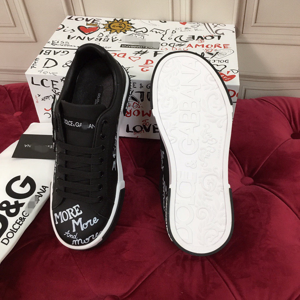 Dolce & Gabbana Portofino Graffiti Sneakers – Unisex Couple's Luxury Casual Shoes