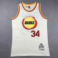 Men's Houston Rockets Hakeem Olajuwon #34 Cream Chainstitch Swingman Jerseys