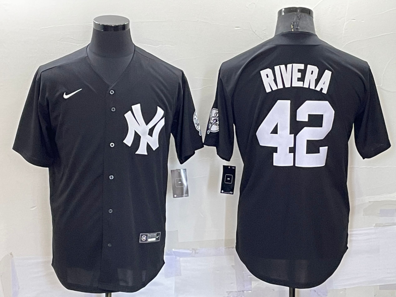 Men's New York Yankees Mariano Rivera #42 Black Replica Baseball Jerseys
