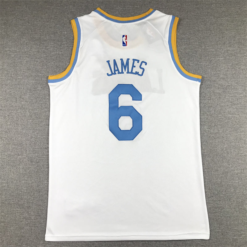 Men's Los Angeles Lakers LeBron James #6 White 2022/23 Swingman Jerseys - Classic Edition