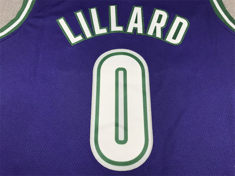Men's Milwaukee Bucks Damian Lillard #0 Purple Swingman Jerseys - Classic Edition
