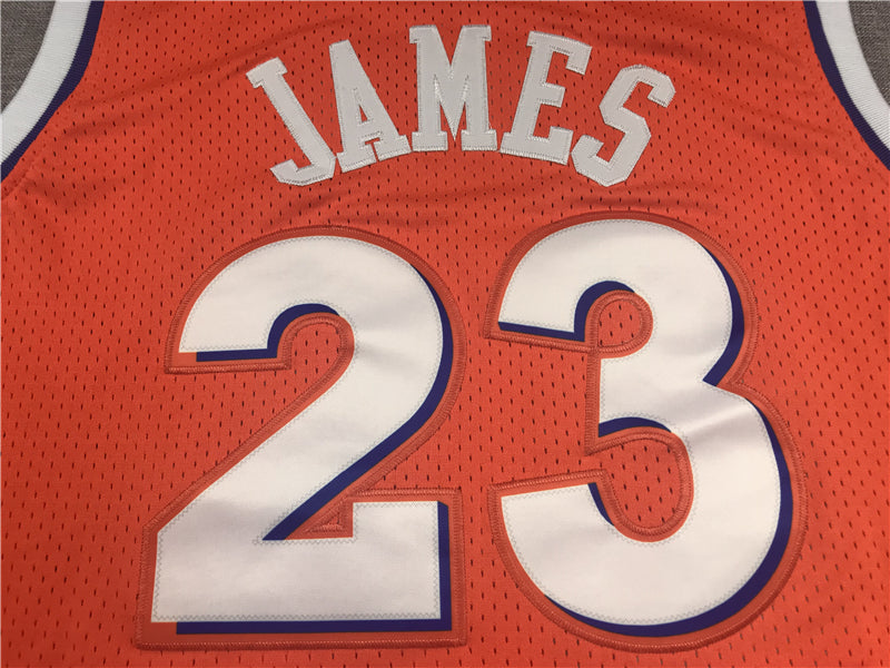 Men's Cleveland Cavaliers LeBron James Orange Hardwood Classics Swingman Jerseys