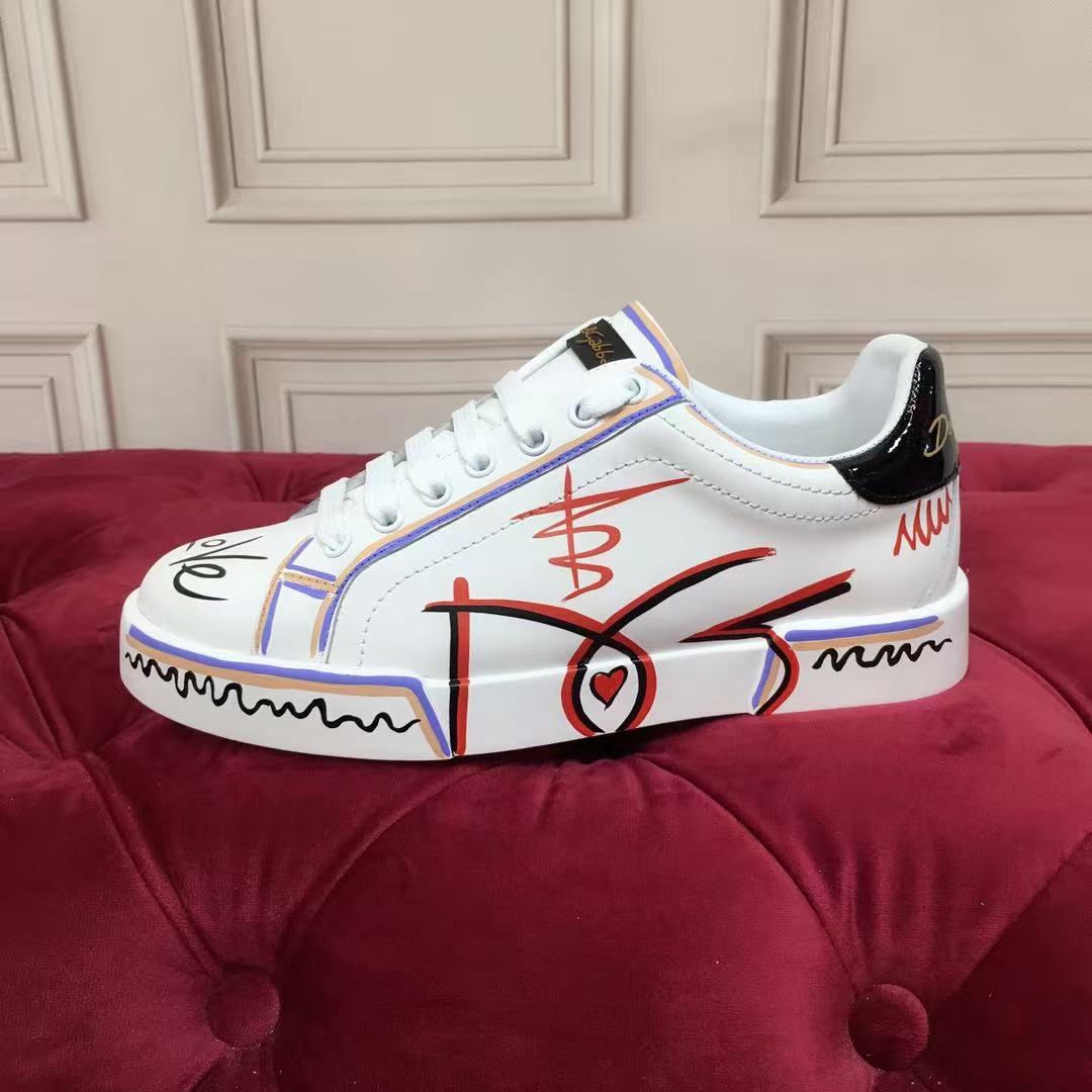 Dolce & Gabbana Portofino Graffiti Sneakers – Unisex Couple's Luxury Casual Shoes