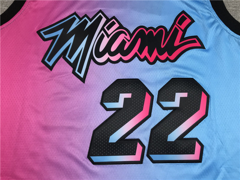 Men's Miami Heat Jimmy Butler #22 NBA Pink Blue Swingman Jerseys - City Edition