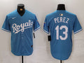 Men's Kansas City Royals Salvador Perez #13 Light Blue Alternate Limited Player Jerseys