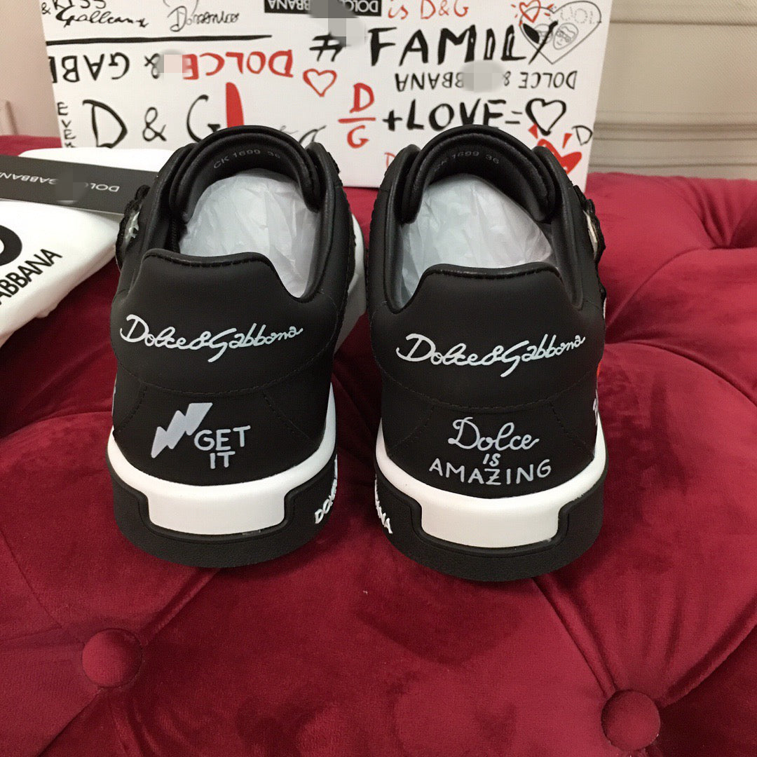 Dolce & Gabbana Portofino Graffiti Sneakers – Unisex Couple's Luxury Casual Shoes